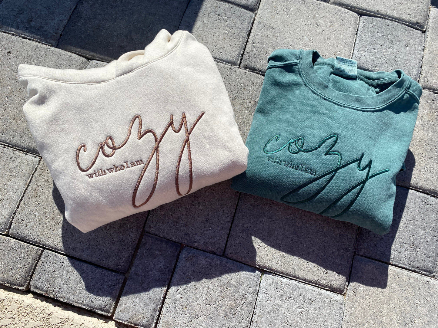 Cozy with who I am - crewneck in spruce